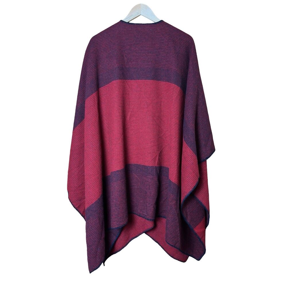 Peruvian Connection Red 100% Baby Alpaca poncho one size - Picture 2 of 5
